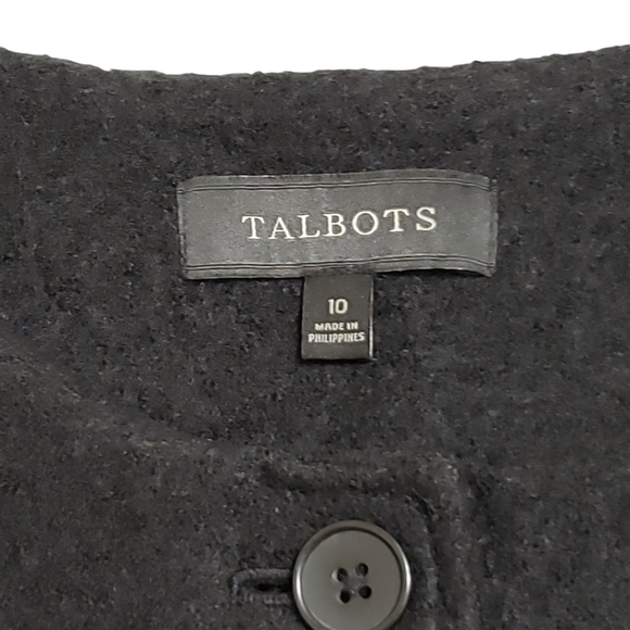 Talbots Womens Wool Blend Collarless Black Blazer Jacket Sz 10 - Picture 8 of 14